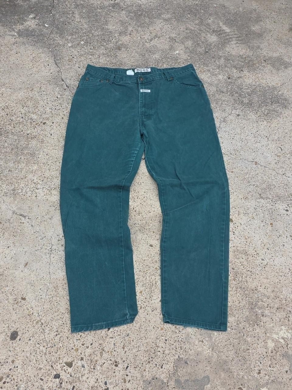 Vintage Hugo Boss Rare Men's Green Denim Jeans Size 38